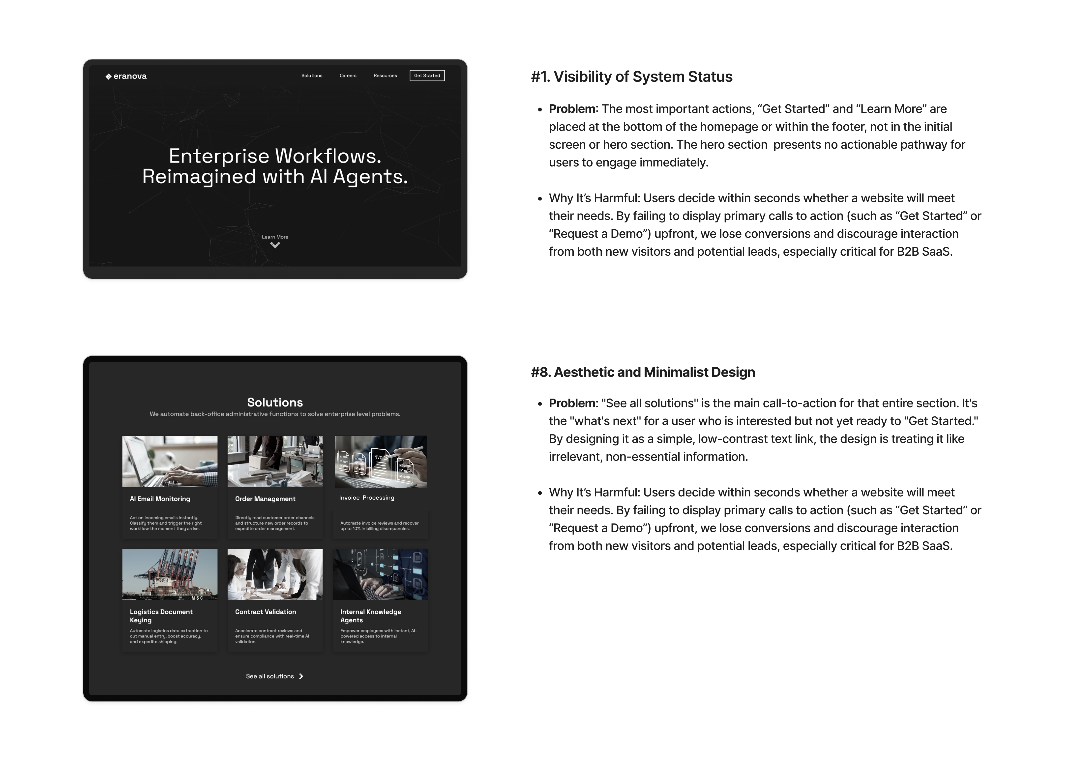 Nielsen heuristics audit — light mode